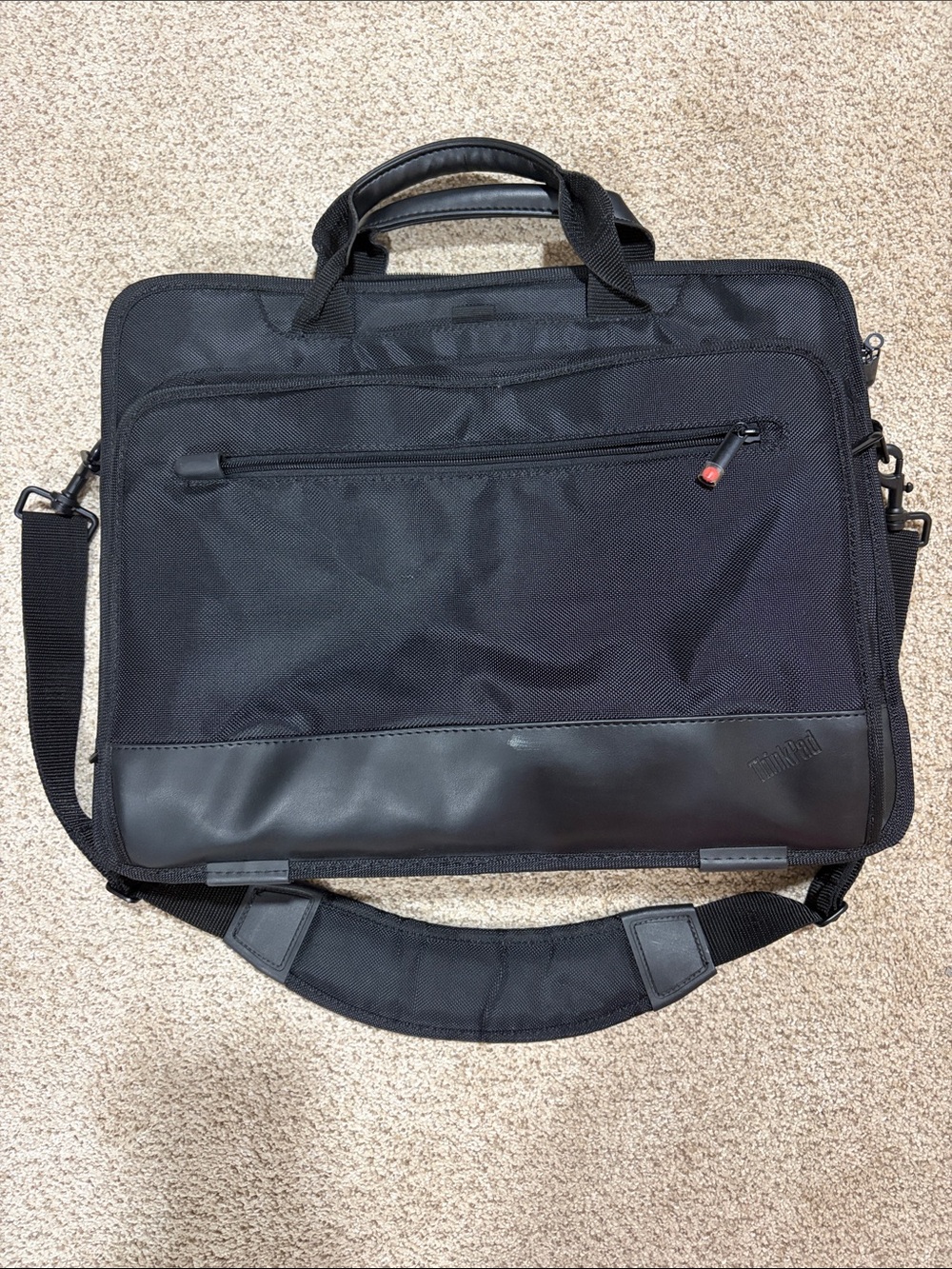 Think! Black Nylon Laptop Briefcase with Shoulder Strap